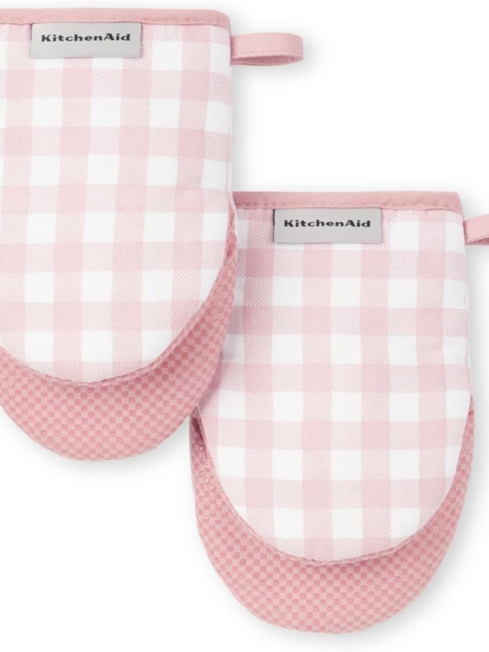 Gingham Mini Oven Mitt 2-Pack Set, Dried Rose, 5.5"x8"